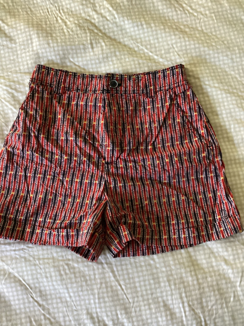 Maeve Red and Navy Patterned Bermuda Shorts